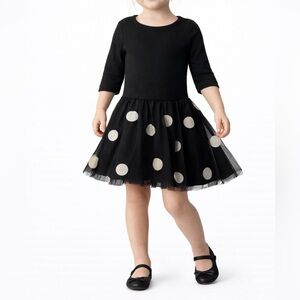 Joe Fresh Black and White  Polka Dot Kids Dress. Size 1. Good Condition